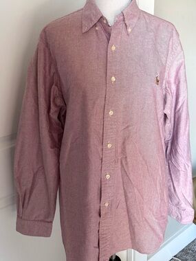 Ralph Lauren Button Down Shirt Men’s Large Purple Oxford Pony Logo Classic